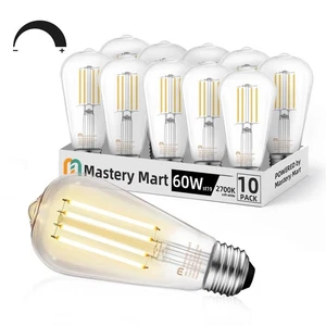 10 Pack Vintage Edison Bulbs, E26 Led Bulb 5.5W Equivalent to 60W, Dimmable, ... - Picture 1 of 7