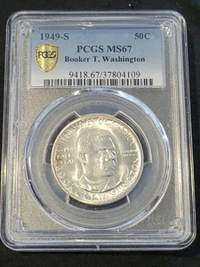 1949-S 50C Booker T Washington Commemorative Half Dollar PCGS MS67 Superb Gem!!! - Picture 1 of 2