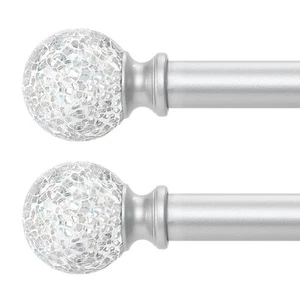 2Pack Silver Curtain Rods for Windows 48 to 84 Inch,1 Inch Adjustable Heavy D... - Picture 1 of 9