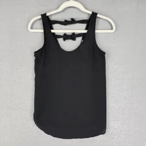 Soprano Top Womens XS Black Sheer Chiffon Elegant Bow Straps Scoop Neck Sexy USA - Picture 1 of 7