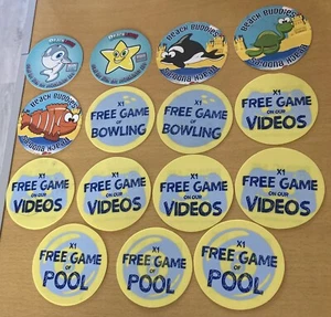 HAVEN ARCADE BEACH BUDDIES TOKENS VINTAGE FREE VIDEO & BOWLING RETRO DISC X 15 - Picture 1 of 10