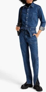 Rag & Bone Womens Front Snap Long Sleeve Belted Denim Jumpsuit Blue Size S - Picture 1 of 10