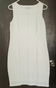 Vestido Calvin Klein talla 8 blanco sin mangas forrado hasta la rodilla vaina - Imagen 1 de 6