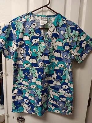 UA Scrubs, Size X-small, 55%cotton 45% polyester. Blue/white Puppies EUC - Image 1 of 4