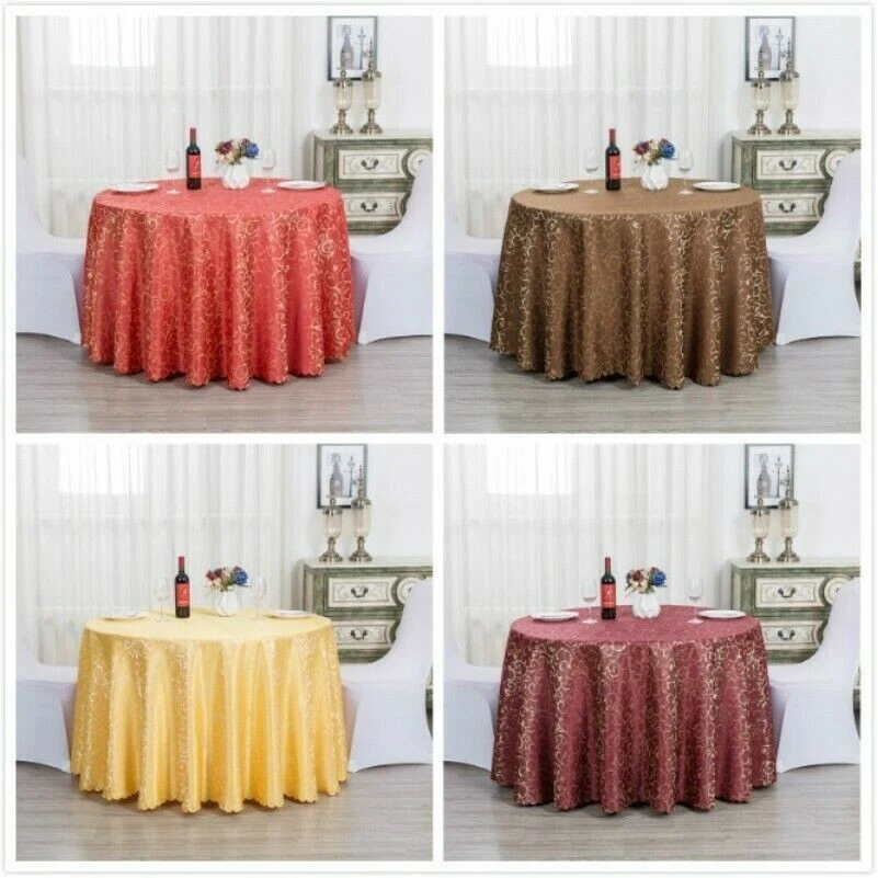 Jacquard Runde Tischdecke Polyester Damast Tischtuch Hotel Hochzeit - Bild 1 von 4