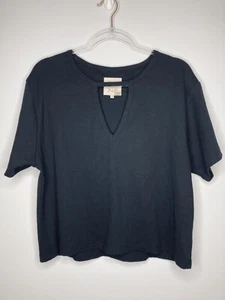 Top CHASER Mujer Talla Grande Negro Manga Corta Recortado Escote Cerradura Nuevo con Etiquetas - Imagen 1 de 4