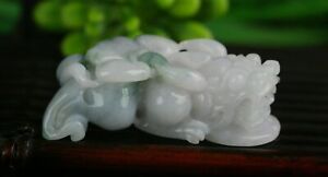 Cert'd Untreated 2 Colour Natural Grade A Jade jadeite Pendant pixiu y094622
