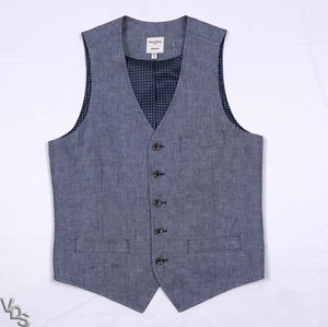 MINT! Baird McNutt x Murano 100% Linen Blue Waistcoat Vest Men's S - Picture 1 of 7
