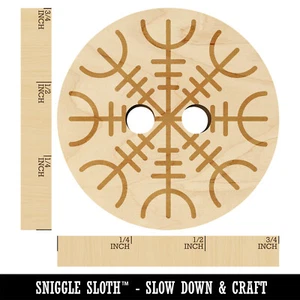 Aegishjalmur Helm of Awe Rune Viking Symbol of Protection Wood Buttons Sewing - Picture 1 of 10