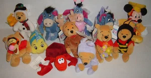 DISNEY Beanie Babies Winnie The Pooh Mickey Sebastian Flounder Character Tag Lot - Picture 1 of 8