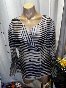 Armani Collezioni transparente Seide gestreift zweireihig Top Shirt Größe 12 wunderschön! - Bild 1 von 10
