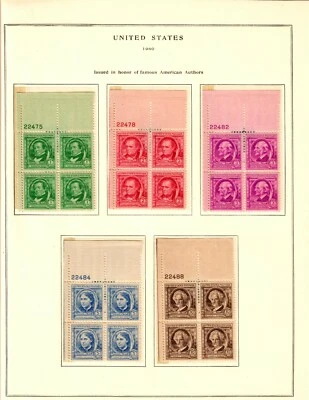 US #859-893 1-10c Famous Americans PB4 in Scott Album Pages MNH F-VF (BCV $330) - Image 1 of 4
