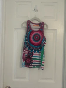 Desigual Big Girls' Peacock Racerback Tank size 9/10 - Picture 1 of 7