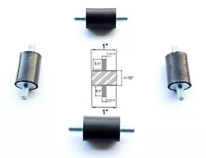 4 soportes de aislamiento de vibración de goma (1"" diapositiva x 1-1/2"" Thk) 5/16-18 x 5/8"" - Imagen 1 de 1