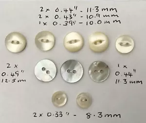 10 VTG Mother Of Pearl/Natural 2-Hole Sew Through Buttons~Very Good Condition - Picture 1 of 2