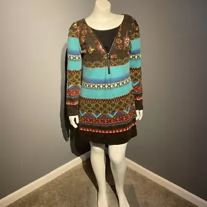 Aryeh Anthropologie Long Sleeve Tunic Sweater Dress Size Medium Colorful Zipper - Picture 1 of 7