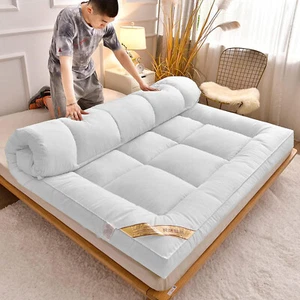 10CM Deep MATTRESS TOPPER Heavy Box Stitched Thick Hotel Quality Microfiber UK - Picture 1 of 13