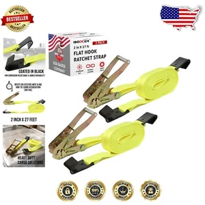 Premium Heavy Duty Ratchet Straps - 2 Pack, 10,000 lbs for Trailers and Trucks - Picture 1 of 9