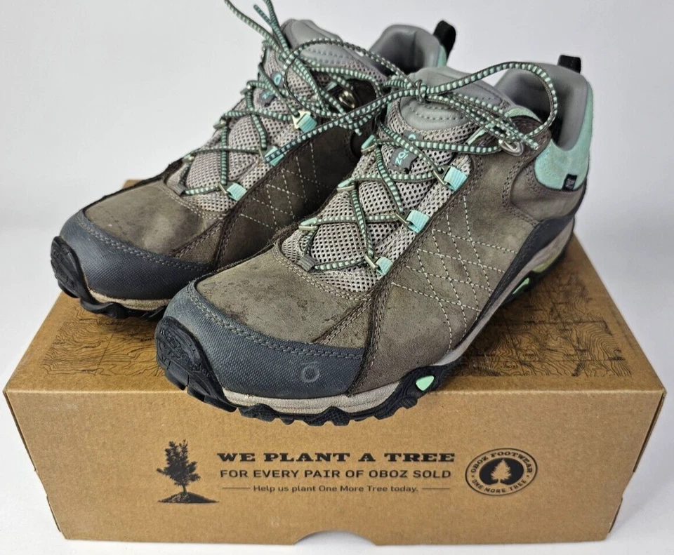 Oboz Womens 11 Sapphire Low Shoe Gray Nubuck Leather Lace Up Hiking Sneaker Hike - Image 1 of 4