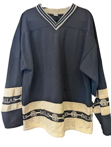 Vintage Dallas Print V-Neck Long Sleeve Sweatshirt Blue Men's Size XL Jersey - Picture 1 of 5