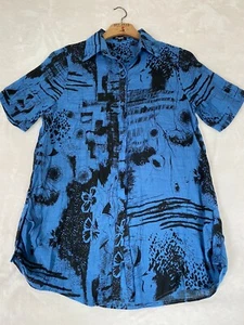 PAPA Vancouver Damen Kurzarm Hemd blau geblümt Knopfleiste Gr. XL Defekt - Bild 1 von 18