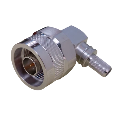 N Male Plug Right Angle LMR-240 Connector TC-240-NMH-RA-X Times Microwave Crimp - Image 1 of 4