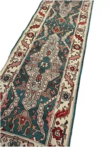 10 ft Hallway Tribal Runner Sumak Kilim A Hand Knotted Wool Blue Rug - Picture 1 of 9