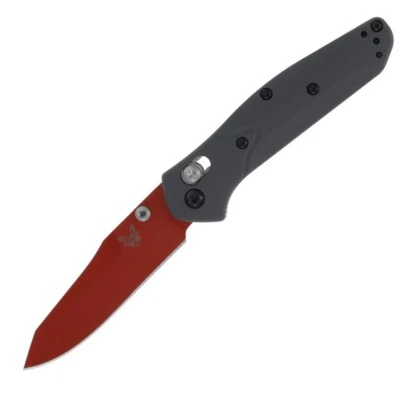 BENCHMADE KNIVES USA GREY G10 RED BLADE 945RD-241 MINI OSBORNE KNIFE - Image 1 of 4