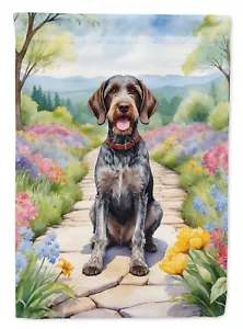 German Wirehaired Pointer Spring Path Flag Canvas House Size DAC6634CHF - Picture 1 of 4