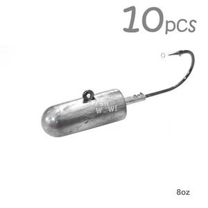 Cabeza de plantilla de bala Fish WOW!® 8 oz 10 piezas con gancho fuerte 10/0 MUSTAD 2x 32786 níquel - Imagen 1 de 8