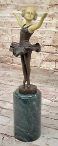 Bronze Sculpture Hot Cast Signed Preiss Young Girl Ballerina Statue Home Decor - Picture 1 of 10