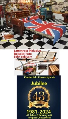 Chesterfield 3 Sitz Sofa Devon mit Bettfunktion + Lattenrost + Matratze - Bild 1 von 4
