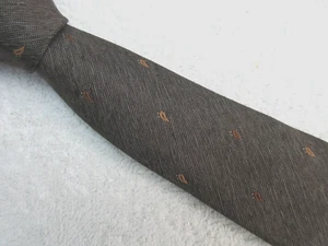 VINTAGE PAISLEY BROWN 2.5 INCH polyester NECKTIE TIE GILT EDGE - Picture 1 of 5