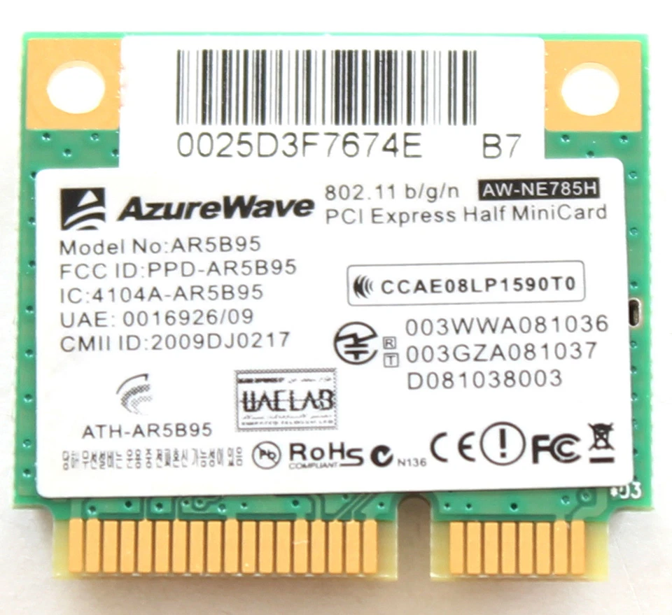 Atheros AR9287 AR5B97 Wireless BGN 300 Mbps 802.11 b/g/n Half PCI-E Wifi Card - Image 1 of 1