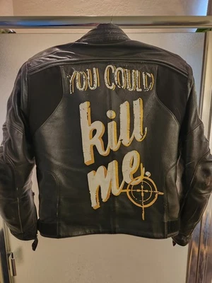 Dainese Leather Motorcycle Jacket 46 w/ Custom Painted Art on Back - Image 1 of 4