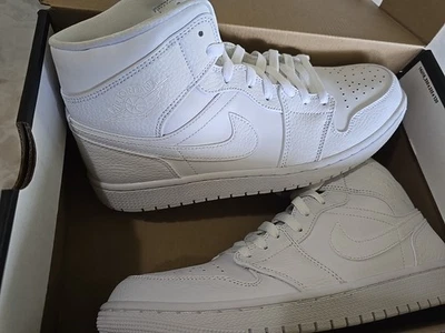 Size 10.0 - Jordan 1 Mid Triple White - 554724-130- Brand NEW Authentic  - Image 1 of 4