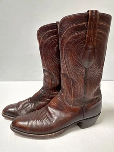 Lucchese San Antonio Western Cowboy Boots Size 10A Leather Mens French Toe Brown - Picture 1 of 11