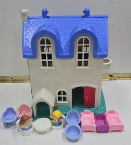 Vintage 1996 Fisher Price Little People Puppenhaus Home Sweet Home blaues Dach - Bild 1 von 7