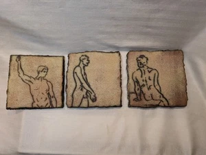 Mitch Yung Missouri USA Kunstkeramik illustrierte Keramikfliese Akt Männer (3). - Bild 1 von 7