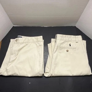 Lot of 2 Polo Ralph Lauren Khaki Chino Pants Boys 20 Straight Leg Youth Cotton - Picture 1 of 19
