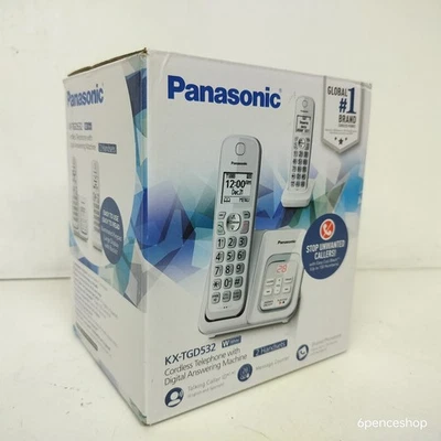 OB Panasonic KX-TGD532W 2-Handset Cordless Telephone Digital Answering Machine - Image 1 of 4