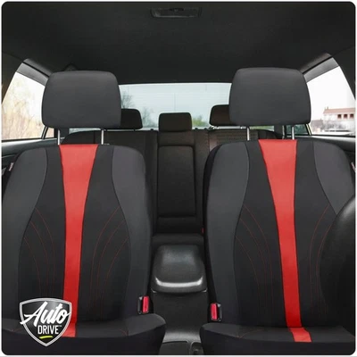 Fundas de asiento Marlo negro-rojo Auto Drive 2 piezas cuero vegano Foto 1 de 4