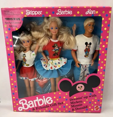 1991 年芭比娃娃和朋友米老鼠礼物套装 #3177 - 迪士尼、船长、米妮、肯 — 第 1/2 张图片