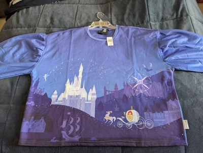 NWT Disney Her Universe Cinderella Blue Top Puffed Sleeves Fleece Lining  - Image 1 of 4