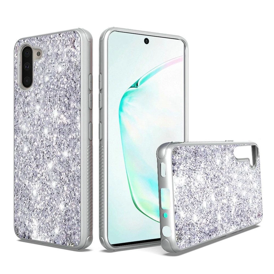 "Capa GSA Glitter Bling para Samsung Galaxy Note 10 - Brilho Prata" - Imagem 1 de 1