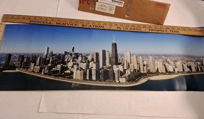 2008 Chicago Panoramic Skyline Metallic Photo  Wall Hangable Art 12" x 36" Read - Image 1 of 4