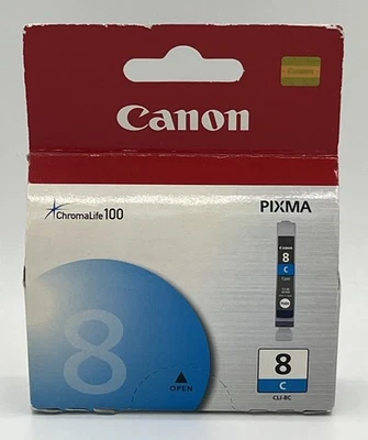 Canon Pixma 8 Ink Cartridge Cyan CLI-8C Chromalife 100 Brand New! Free Shipping! - Image 1 of 3