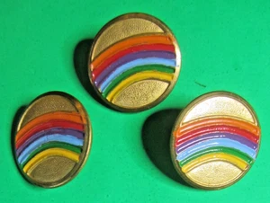 (3) DE COLECCIÓN 7/8" ESMALTE ARCO IRIS DORADO METAL VÁSTAGO NOVEDAD ARTESANÍA BOTONES-1/1 - Imagen 1 de 2