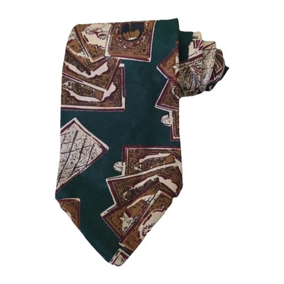 Corbata Regal con diseño único de tarjeta de juego verde Foto 1 de 4