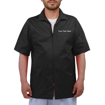 Personalized Embroidered Men's Zip-Front Scrub Jacket, Short Sleeve - Image 1 of 4